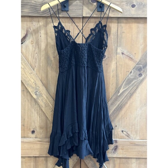Free People Adella Black Lacey Mini Length Dress Women’s Size Small - Picture 8 of 8